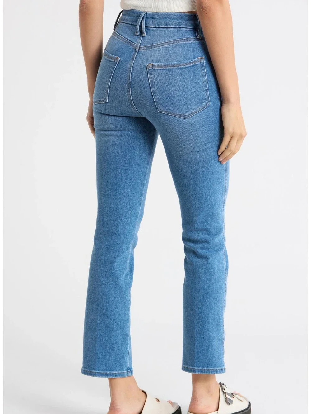 Good American Good Curve Straight Leg Jeans Indigo268 Blue Stretch NWT 4/27